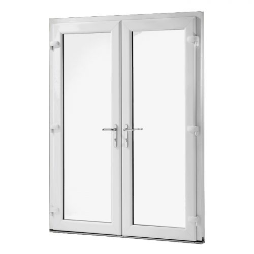White Grained UPVC French Doors
